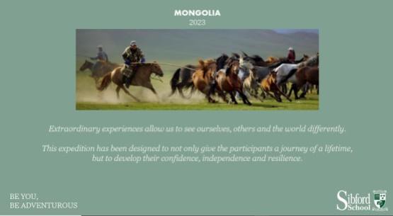 EXPEDITION TO MONGOLIA - Designed for Sibford School